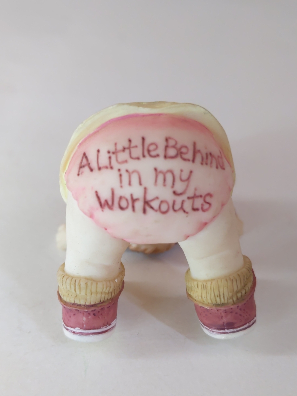 Vintage Enesco 'A Little Behind My Workout' Cute Pink Girl Figurine